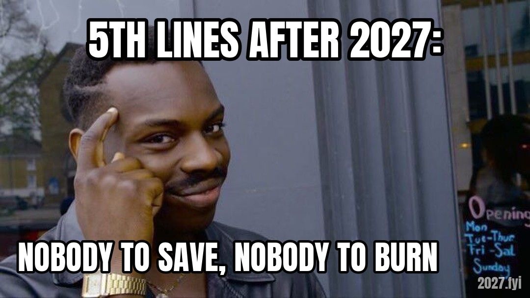 Man tapping his temple with a knowing grin. 5TH LINES AFTER 2027: NOBODY TO SAVE, NOBODY TO BURN