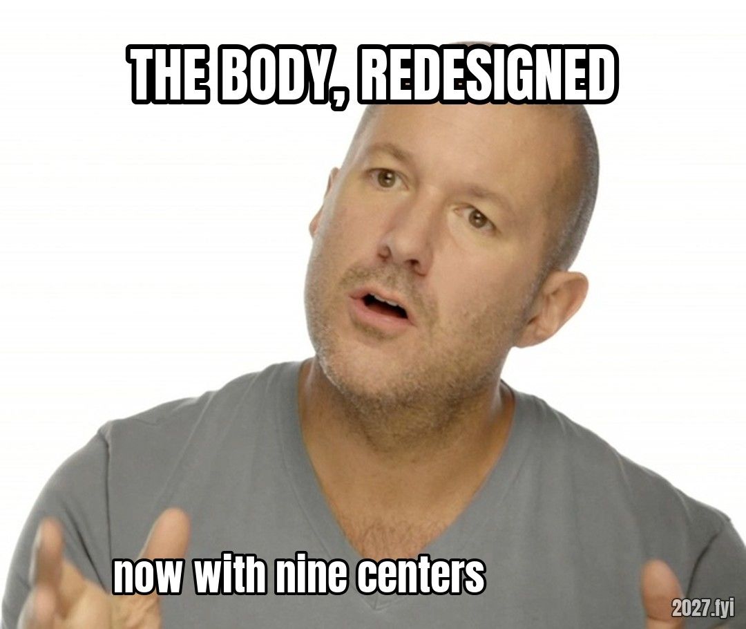Jony Ive explaining a design. THE BODY, REDESIGNED / now with nine centers