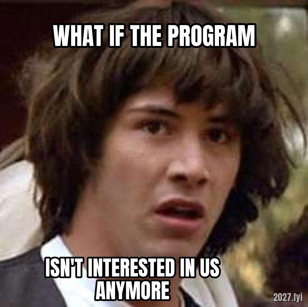 Young Keanu, wide-eyed. WHAT IF THE PROGRAM / ISN'T INTERESTED IN US ANYMORE