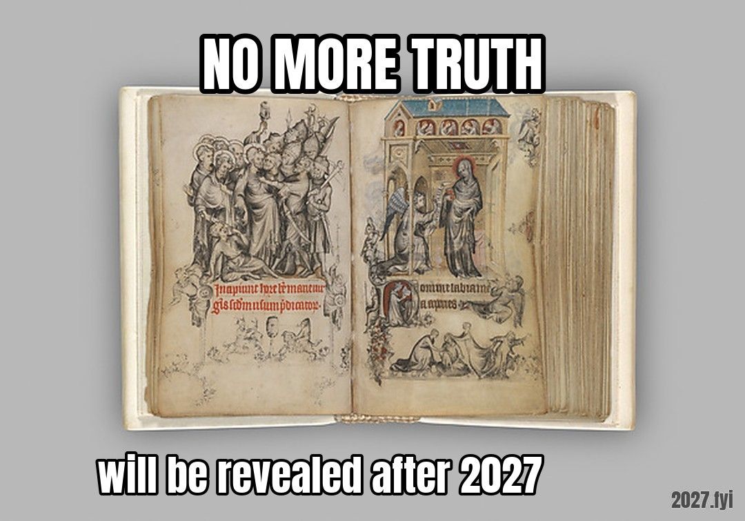 The Hours of Jeanne d'Evreux, open. NO MORE TRUTH / will be revealed after 2027