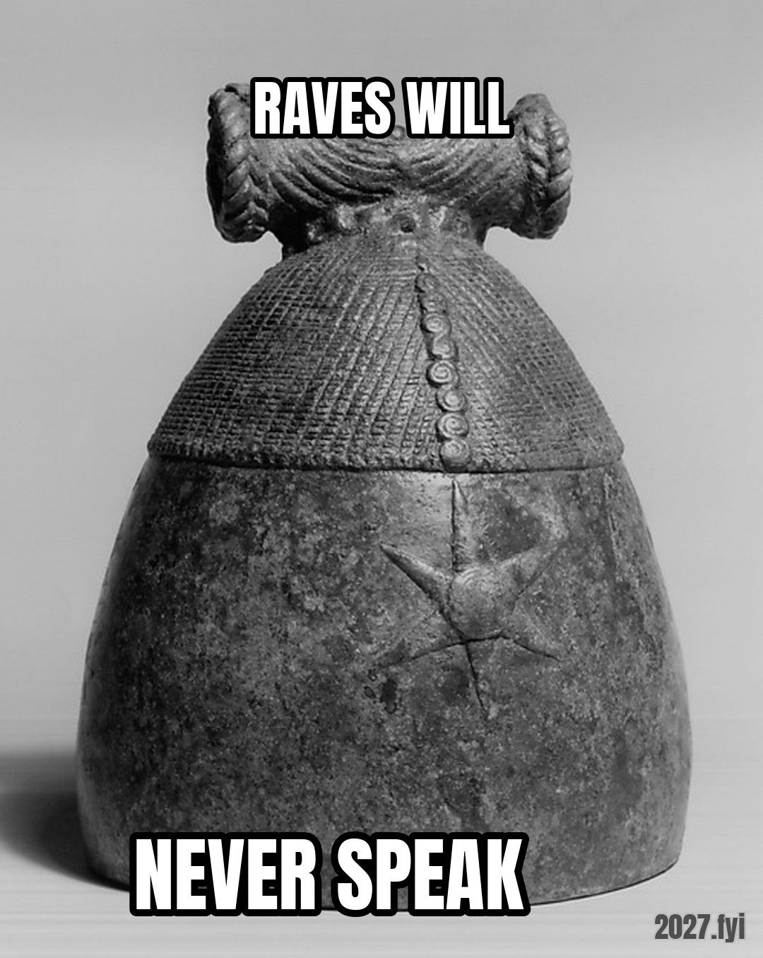 An ancient bronze bell. RAVES WILL / NEVER SPEAK