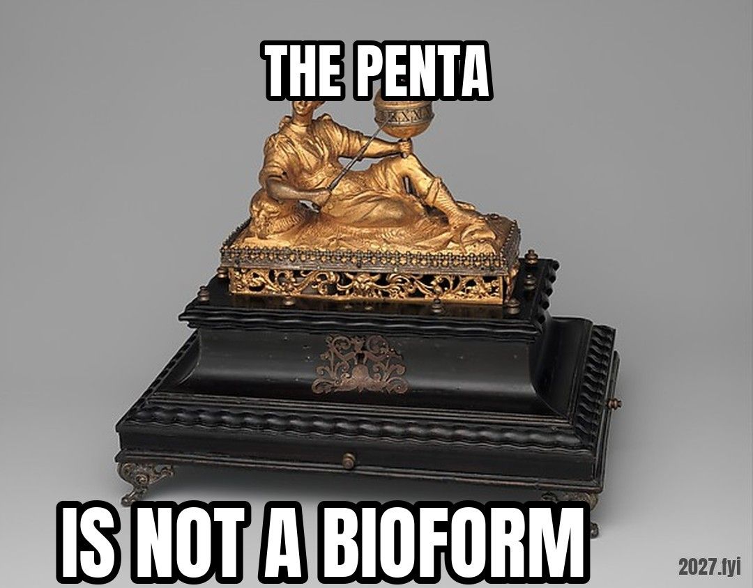 An automaton clock in the form of Urania, Muse of Astronomy. THE PENTA / IS NOT A BIOFORM