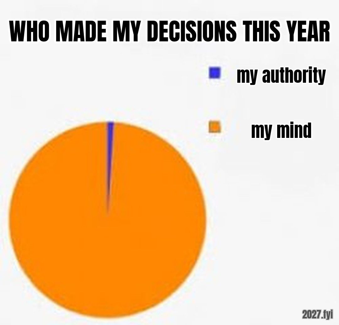 Pie Chart Meme meme. WHO MADE MY DECISIONS THIS YEAR / my authority / my mind
