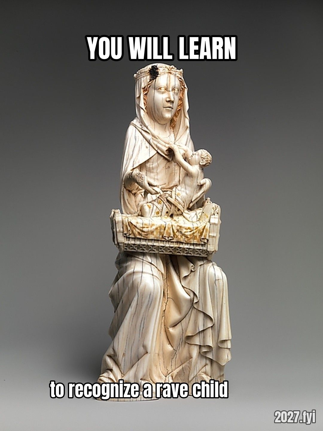 An ivory Virgin and Child with a cradle. YOU WILL LEARN / to recognize a rave child