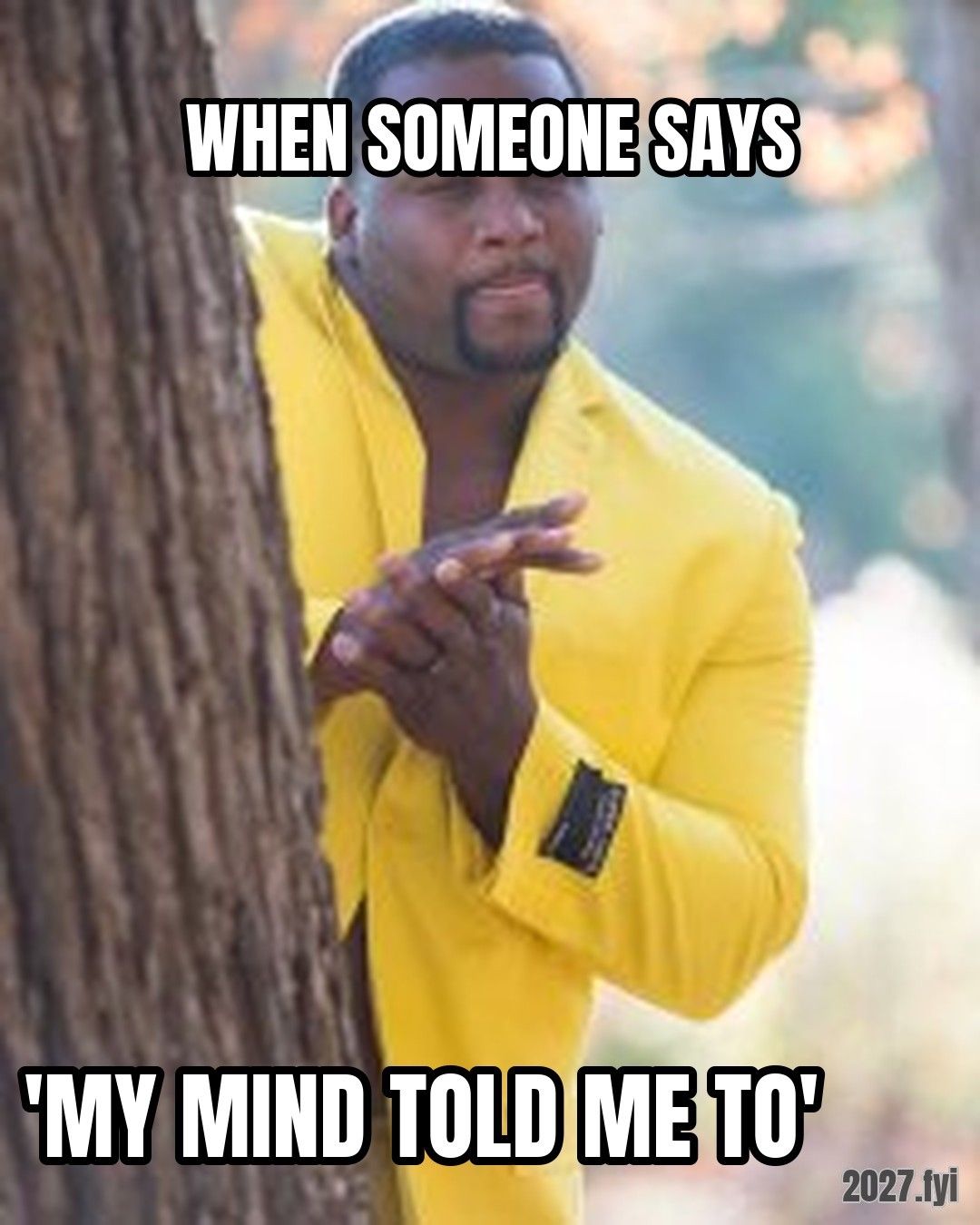 Anthony Adams Rubbing Hands meme. WHEN SOMEONE SAYS / 'MY MIND TOLD ME TO'