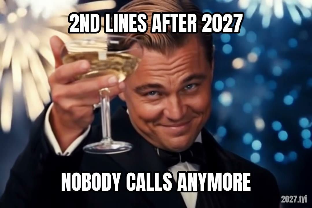 Leonardo DiCaprio raises a glass with a smug smile. 2ND LINES AFTER 2027 / NOBODY CALLS ANYMORE