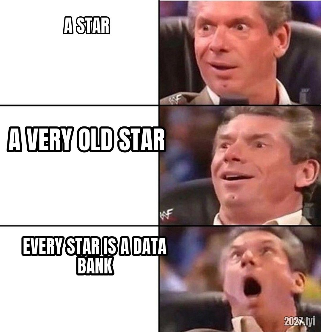 Vince McMahon escalating. A STAR / A VERY OLD STAR / EVERY STAR IS A DATA BANK